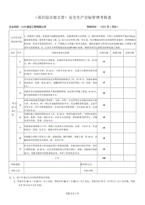 项目综合部主管安全生产目标管理考核表.docx