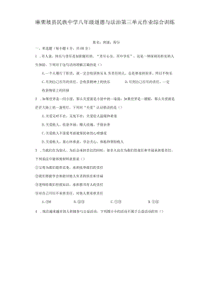 麻栗坡县民族中学八年级道德与法治第三单元作业综合训练.docx