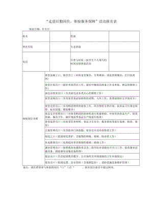 走进后勤岗位体验服务保障活动报名表.docx