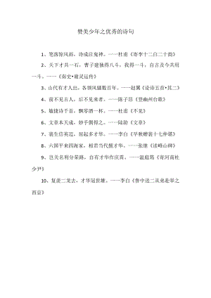 赞美少年之优秀的诗句.docx