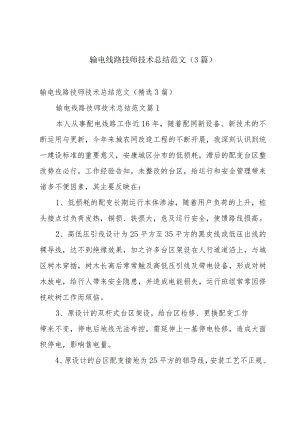输电线路技师技术总结范文（3篇）.docx