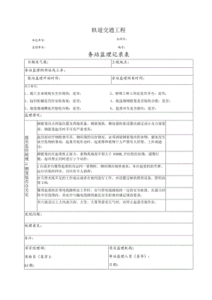 轨道交通工程吊装旁站监理记录表.docx