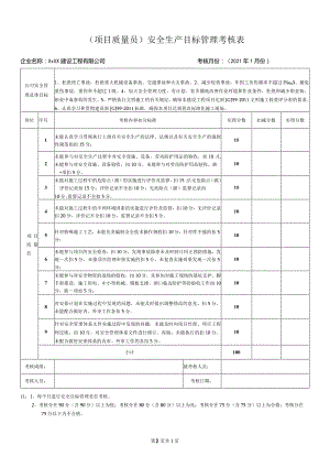项目质量员安全生产目标管理考核表.docx