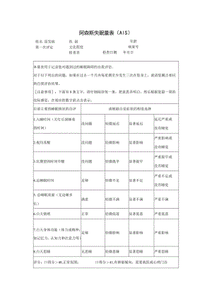 阿森斯失眠量表(AIS).docx
