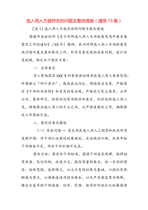 选人用人方面存在的问题及整改措施(通用13篇).docx