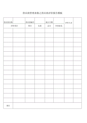 供应商管理表格之供应商评价报告模板.docx