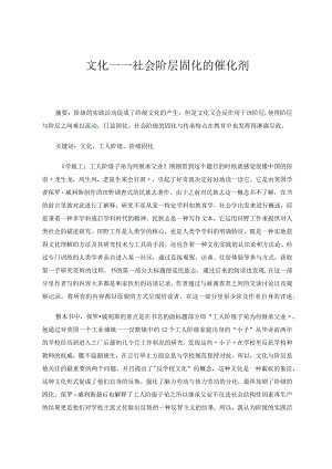 文化——社会阶层固化的催化剂论文.docx