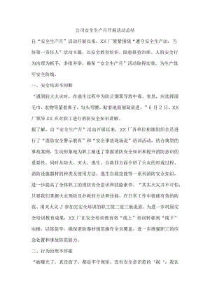 公司安全生产月开展活动总结.docx
