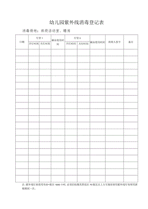 幼儿园紫外线消毒登记表.docx