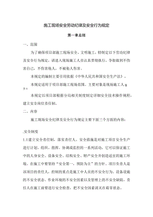 施工现场安全劳动纪律及安全行为规定.docx