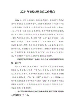 2024年高校纪检监察工作要点.docx