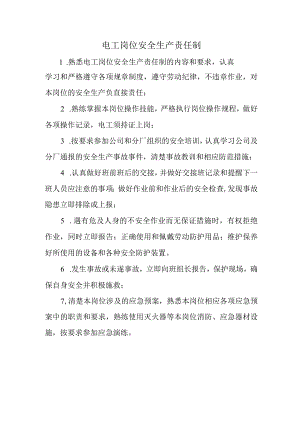 电工岗位安全生产责任制.docx
