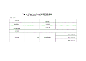 XX大学校企合作办学项目情况表.docx