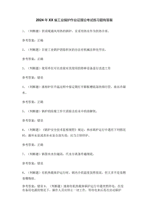 2024年XX省工业锅炉作业证理论考试练习题有答案.docx