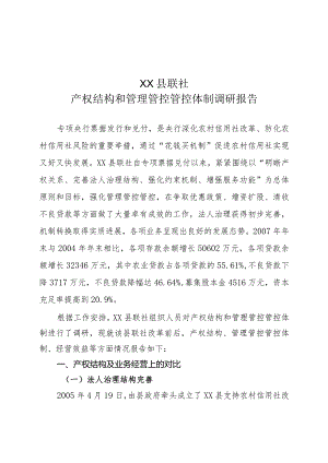 XX县联社产权结构和管理管控体制调研报告.docx