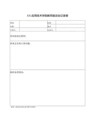 XX应用技术学院教师座谈会记录表（2024年）.docx