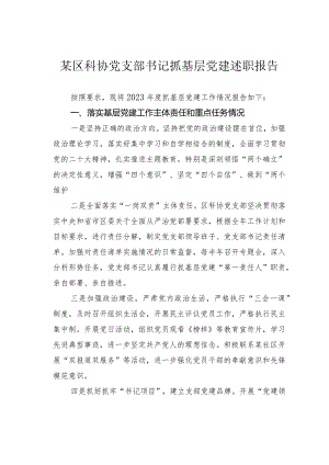 某区科协党支部书记抓基层党建述职报告.docx