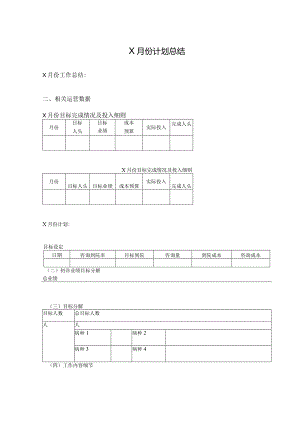X月份计划总结.docx