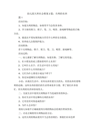 幼儿园大班社会教案2篇：尖利的东西.docx