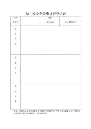 幼儿园安全隐患排查登记表.docx