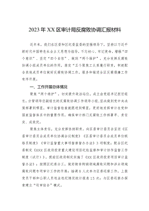 2023年XX区审计局反腐败协调汇报材料.docx