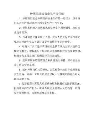 炉顶班组长安全生产责任制.docx