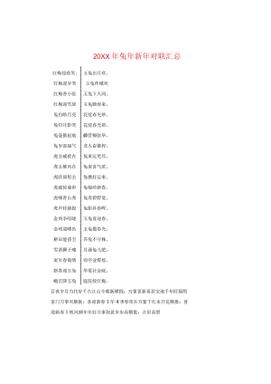 20XX年兔年新年对联汇总.docx
