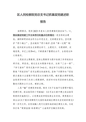 区人民检察院党总支书记抓基层党建述职报告.docx