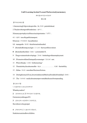 2023-2024学年北师大版（2019）必修第三册Unit9-Learning-SectionⅤLesson3课时基础+综合双向提升（含答案）.docx