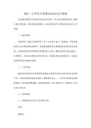 XX二小学生大型集会活动安全预案.docx