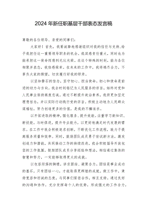 2024年新任职基层干部表态发言稿.docx