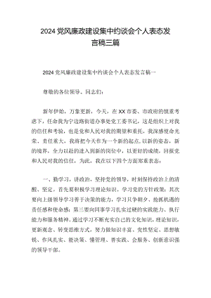 2024党风廉政建设集中约谈会个人表态发言稿三篇.docx