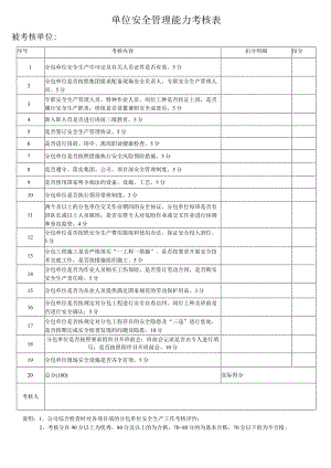 单位安全管理能力考核表.docx