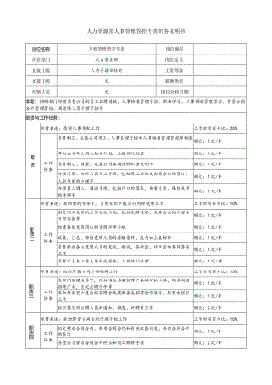 X投资企业人力资源部人事管理专责职务说明书.docx
