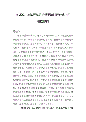 在2024年基层党组织书记培训开班式上的讲话提纲.docx