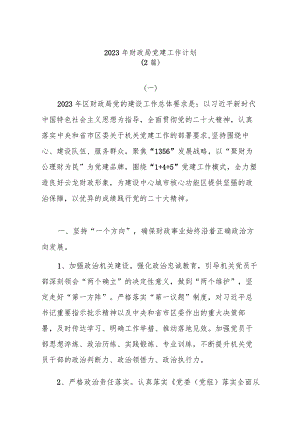 (2篇)2023年财政局党建工作计划.docx