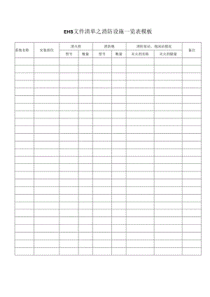EHS文件清单之消防设施一览表模板.docx