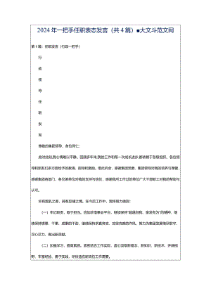 2024年一把手任职表态发言（共4篇）-大文斗范文网.docx