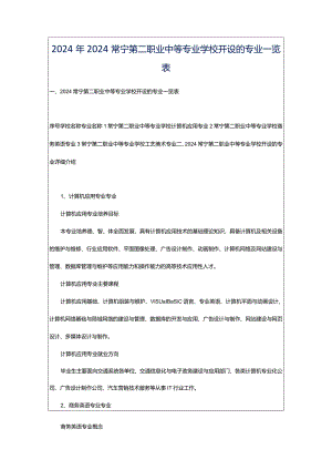 2024年2024常宁第二职业中等专业学校开设的专业一览表.docx