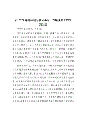 在2024年青年理论学习小组工作座谈会上的交流发言&副职述法报告怎么写？.docx
