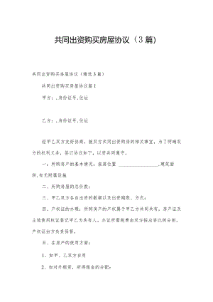 共同出资购买房屋协议（3篇）.docx