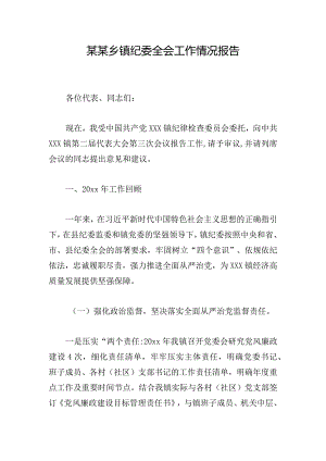 某某乡镇纪委全会工作情况报告.docx