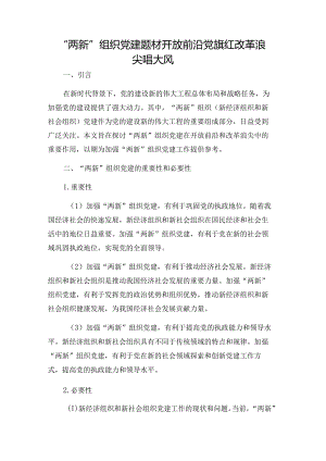 “两新”组织党建题材开放前沿党旗红改革浪尖唱大风.docx