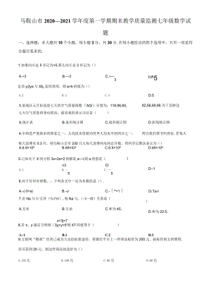 21.人教版·安徽省马鞍山市期末.docx