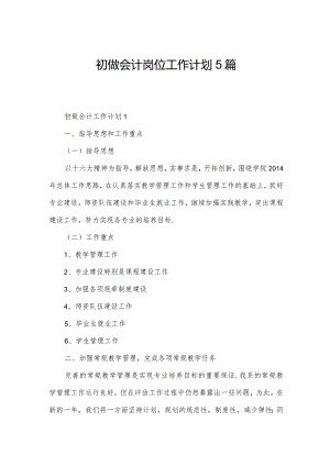 初做会计岗位工作计划5篇.docx