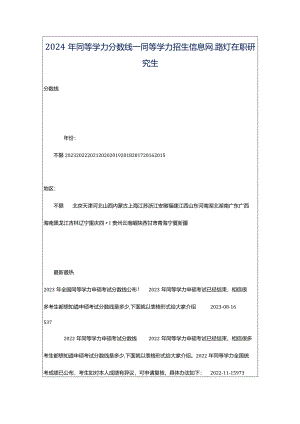2024年同等学力分数线_同等学力招生信息网_路灯在职研究生.docx