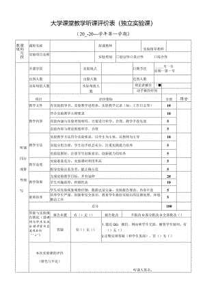 大学课堂教学听课评价表（独立实验课）.docx