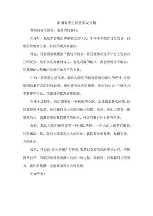 集团希望之星代表发言稿.docx