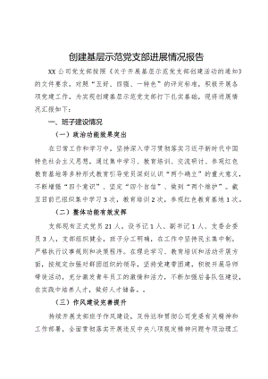 创建基层示范党支部进展情况报告.docx