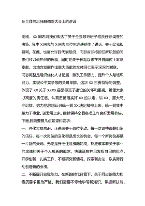 在全县干部任职调整大会上的讲话.docx